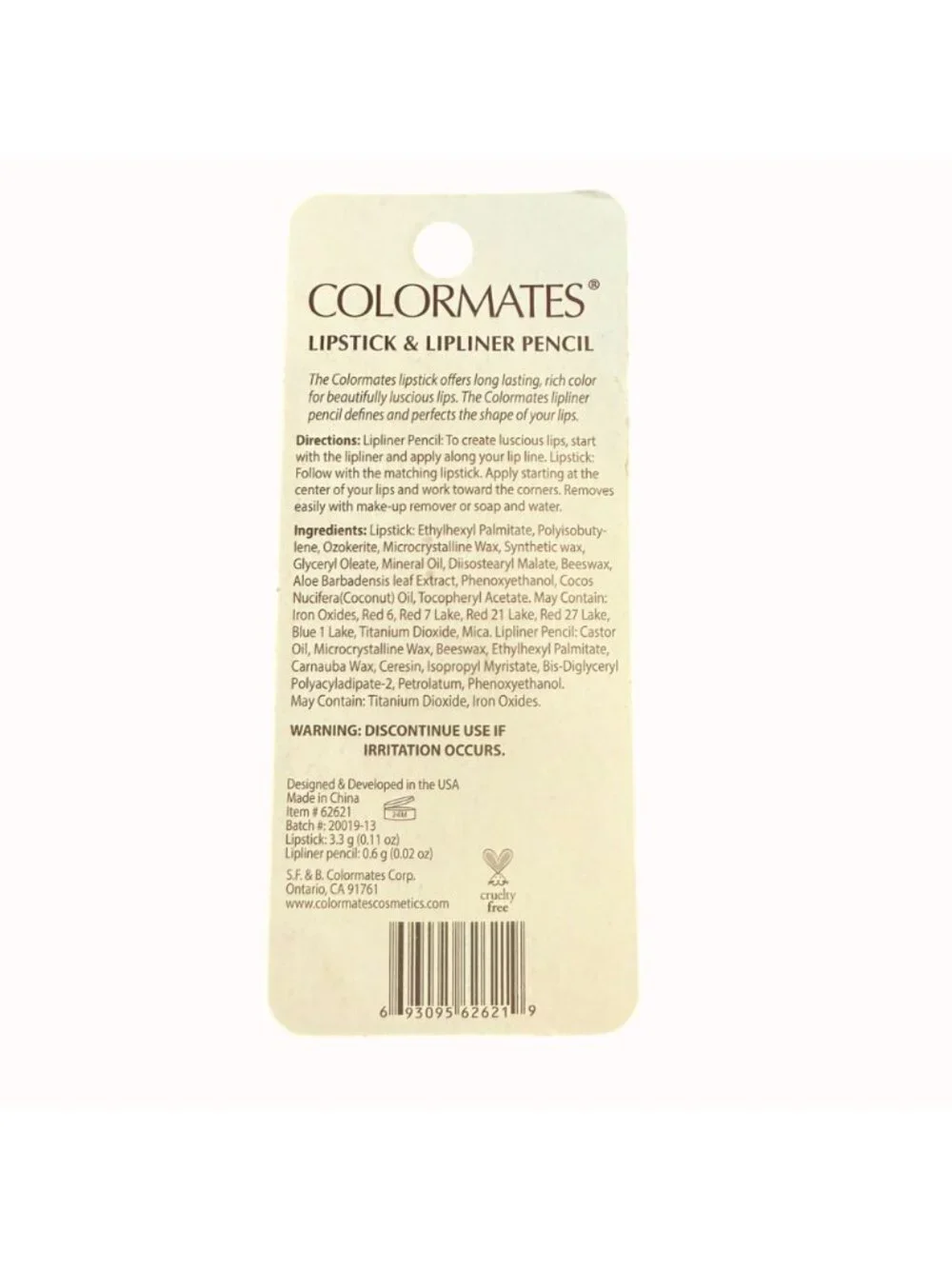Colormates Lipstick Lipliner Pencil Set Ginger Spice Paraben Free Vitamin E Aloe